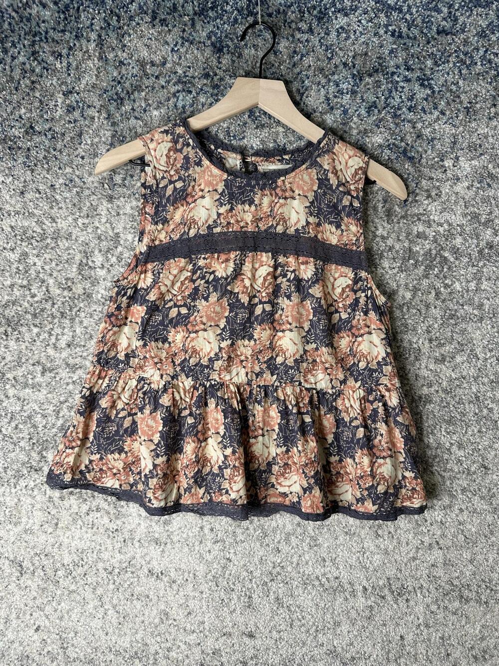 Current/Elliott Blouse Womens 0 Multicolor Floral Ruffle Peplum Top Sleeveless